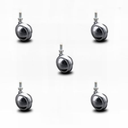 Service Caster 2 Inch Bright Chrome Metal Ball Caster - 3/8 Inch Threaded Stem - SCC, 5PK SCC-TS01S20-DCS-BC-381634-5